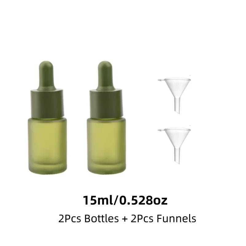 2Pcs 15/30ml Matte Green Glass Dropper Bottles Containers Portable Travel Set High - Quality for Essential Oils Fragrances Serums - lily supply