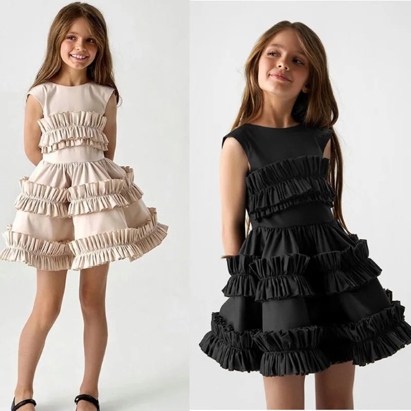 Girls Cake Lace Court Vest Princess Dress | Toddler Party Dress Ages 18M - 8Y - lily supply