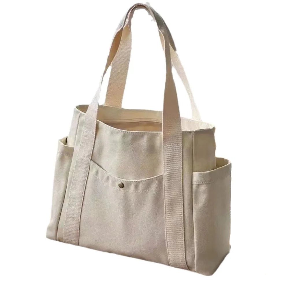 Large Canvas Tote Bag - College Style Commute Student Book Shoulder Bag - lily supply