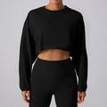 Women Sports Crop Top Long Sleeve T-Shirts Yoga Loose Tops Gym Clothing Outdoor Fitness Running Yoga Shirts Workout Clothes - lily supply