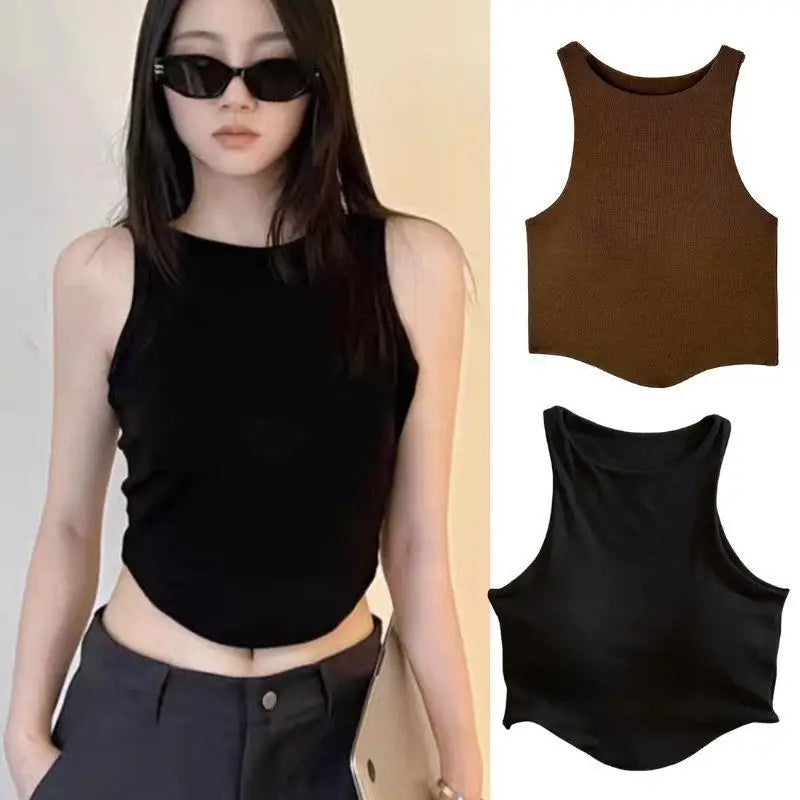 Summer Women Tank Tops Camisole  With Padded Bra Solid Color Sexy Off Shoulder O Neck Elastic Sport Vest  Push Up Base Shirt
