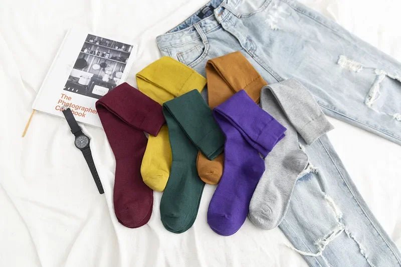 Women's Cotton Knee High Black Calf Socks – Classic Long Socks - lily supply