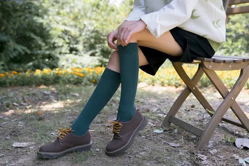 Women's Cotton Knee High Black Calf Socks – Classic Long Socks - lily supply