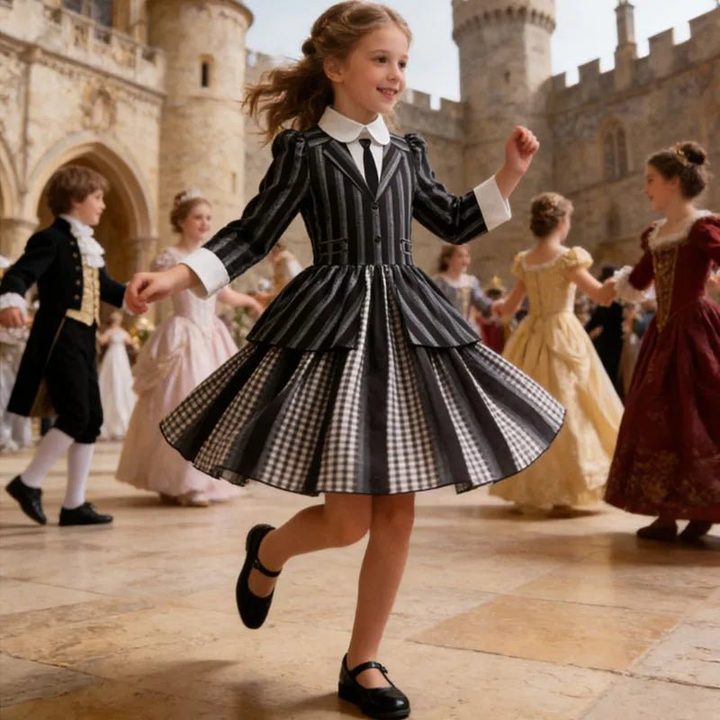 Girls Party Dress Girl Clothing Elegant Ball Gown Black Stripes Girls Princess Dress Carnival Birthday Party Role Play Dress - lily supply