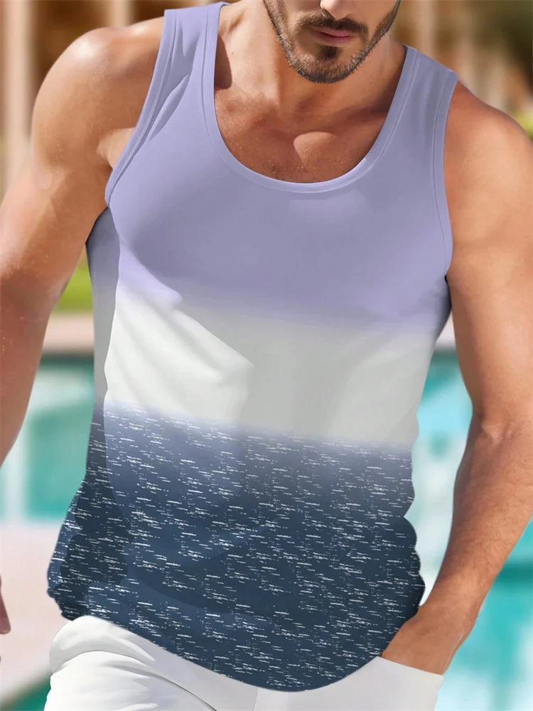 Men's Casual Coconut Tree Sleeveless Fitness Vest Top