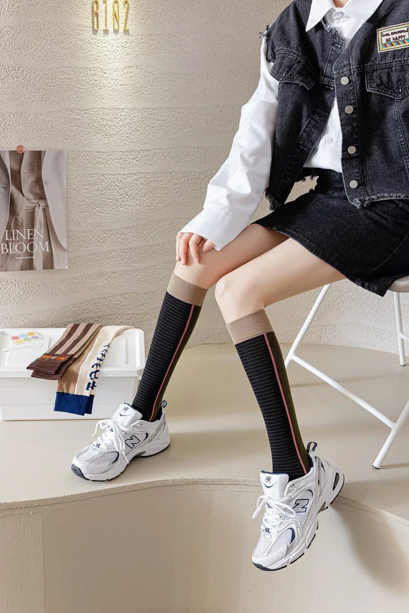 Women's Korean Retro Knee Length Socks – Vintage Style Long Socks - lily supply