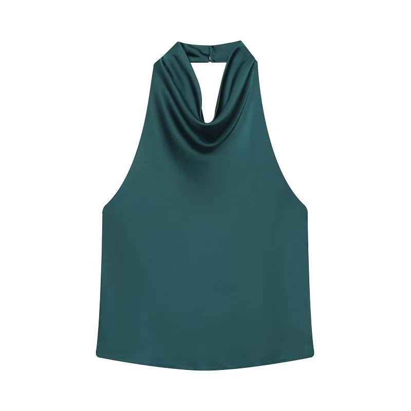 Women's Satin Halter Backless Camisole Top