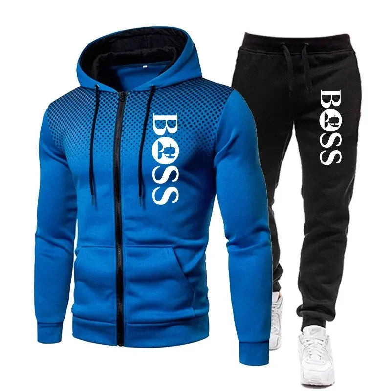 Men's Hooded Jacket & Jogging Pants Set - Basketball Fitness 2-Piece 2025