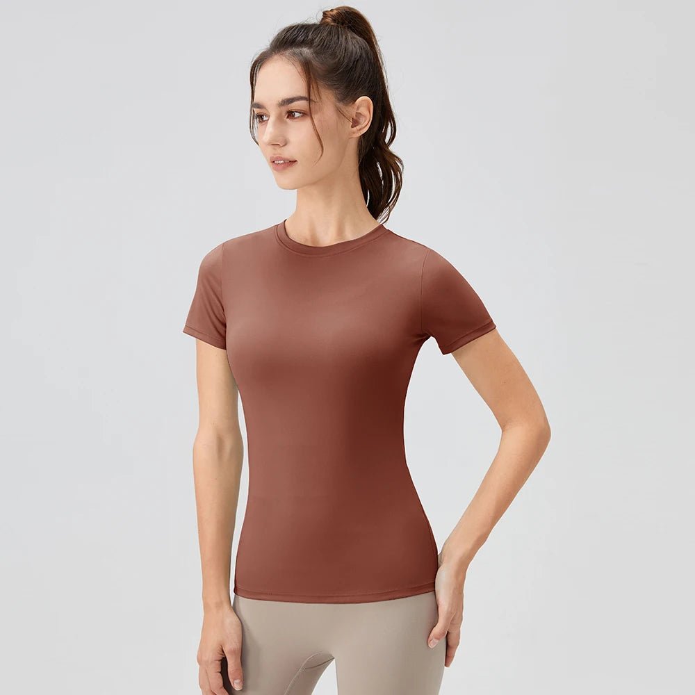 2024 Women Sports Shirt Tight Yoga top Quick Dry Gym Top Outdoor Short Sleeve Running Sportswear Women T-shirts - lily supply