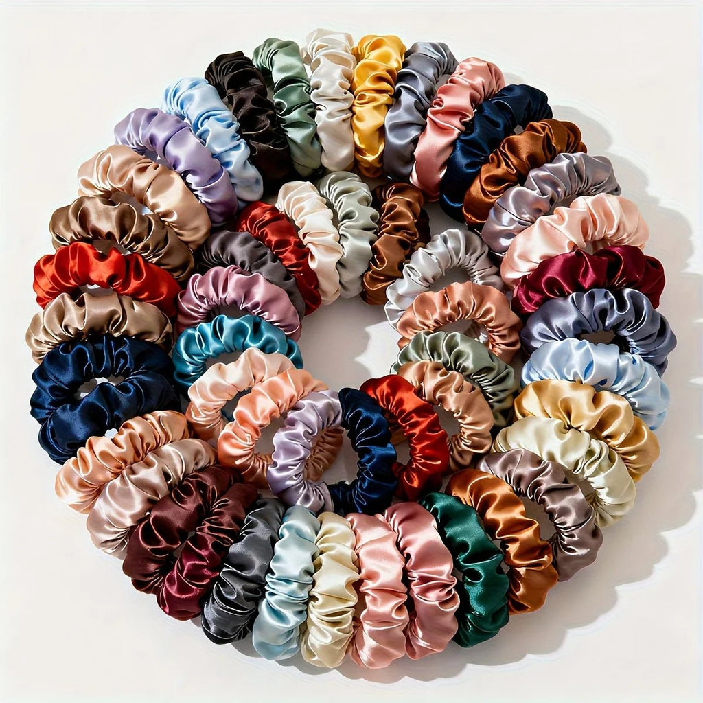 19pcs Non - Damaging Thin Scrunchies Set - Multi - Colour Mix - lily supply