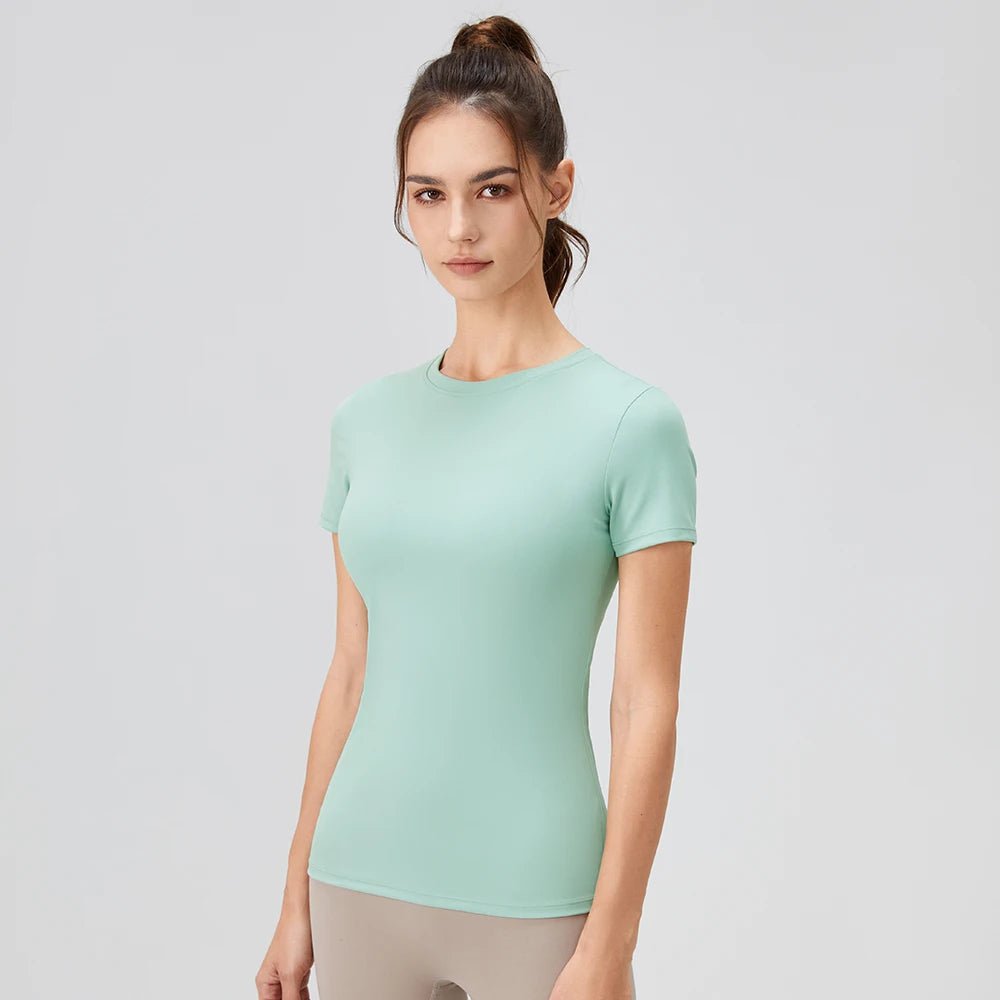 2024 Women Sports Shirt Tight Yoga top Quick Dry Gym Top Outdoor Short Sleeve Running Sportswear Women T-shirts - lily supply