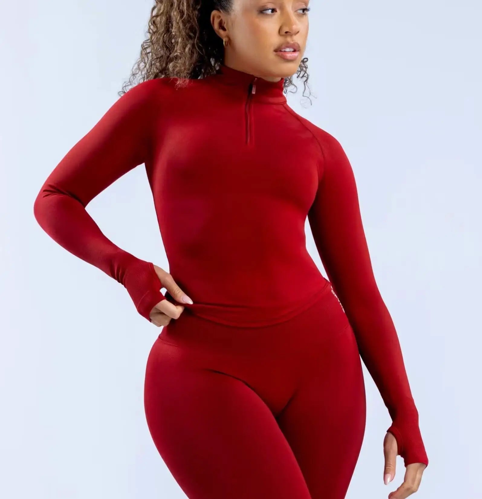 Women's Half Zip Seamless Sports Yoga Top - Long Sleeve Gym Fitness Pilates Shirt