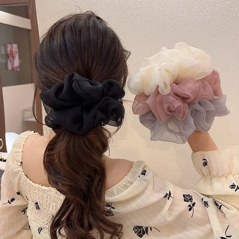 Large Mesh Hair Rope Scrunchie - Simple High Ponytail Hair Tie - lily supply