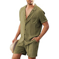 Men's Cotton Linen 2-Piece Beach Shirt Set