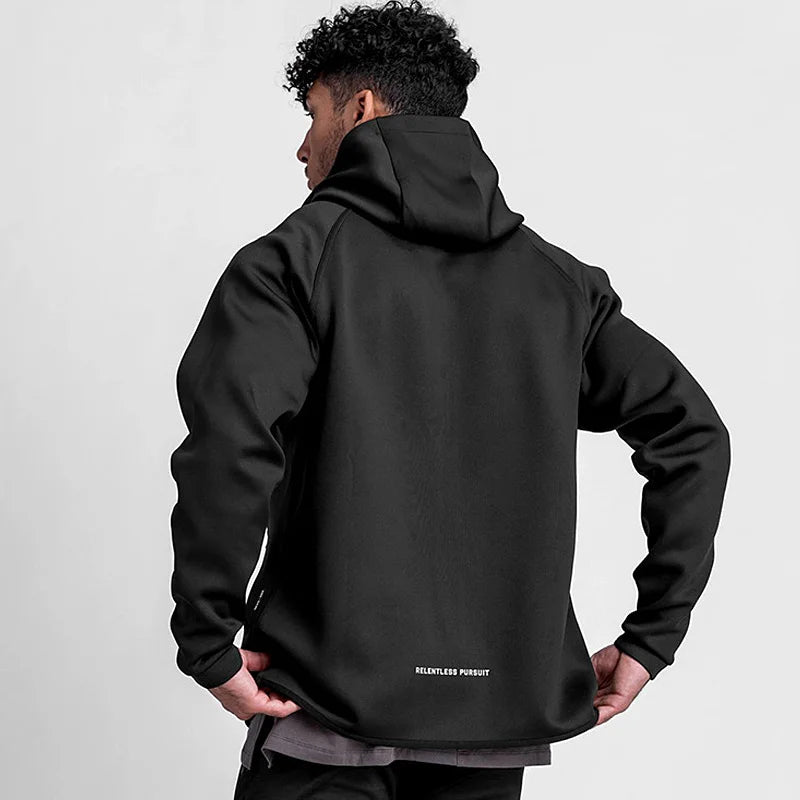 Men's Fitness Hooded Zip Sweatshirt - Casual Gym Hoodie Jacket