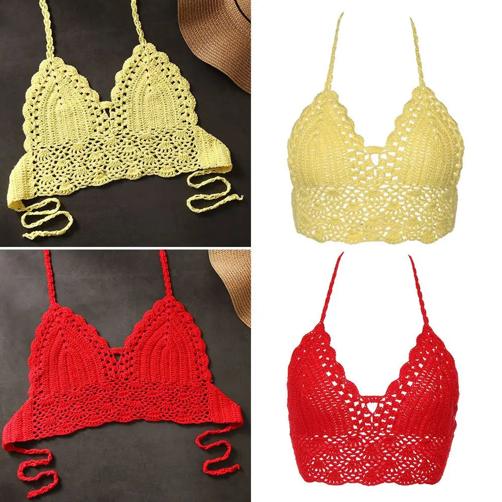 Women's Crochet Knit Halter Bralette