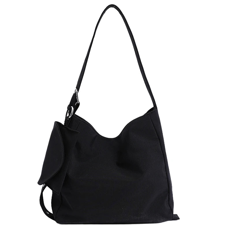 Women Canvas Shoulder Bags Work Travel Tote Women's Handbags Large Capacity Bag Solid Color Simple Casual Commuter Bag
