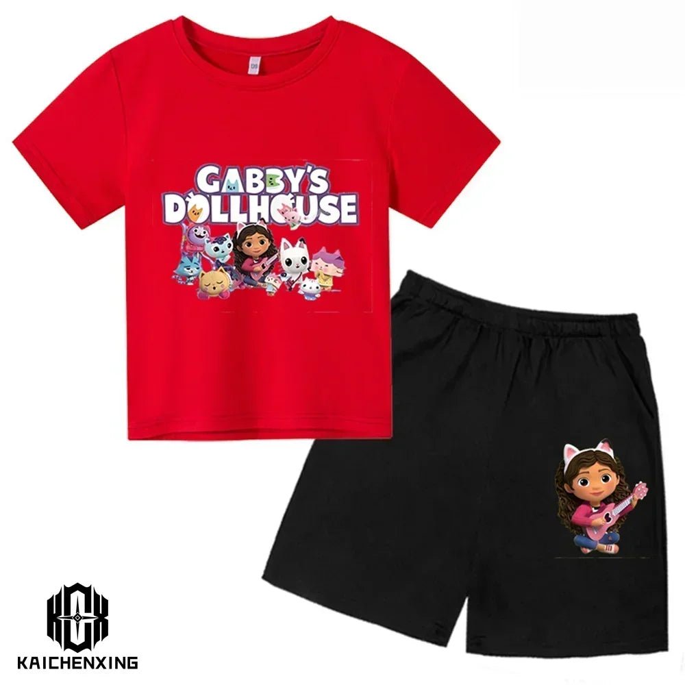 Little Girl T-shirts Kawaii Gabbys Doll House T Shirt Graphic Print Cute Kids Clothes Pink Tshirts Aesthetic Girls Clothes Top - lily supply