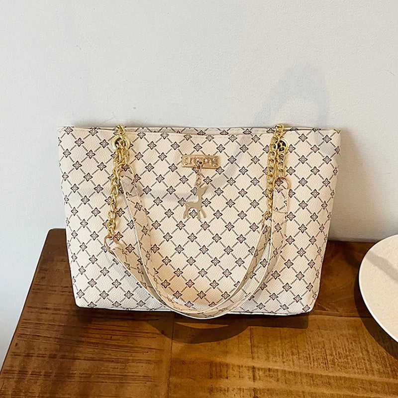 Women's Large Capacity Luxury Print Tote Bag - Trendy Shoulder Purse