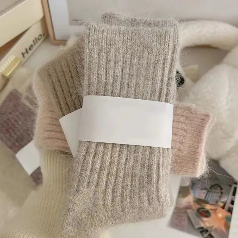 Women's Cashmere Wool Thermal Long Socks - Harajuku Style Winter Warm Sox - lily supply