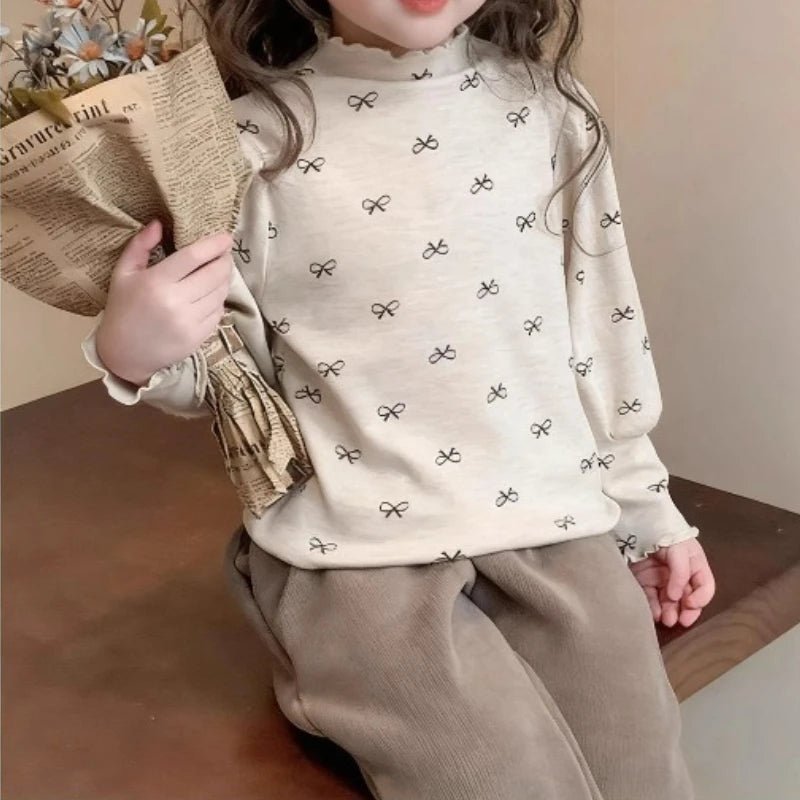 Girls' High - Neck Base Shirt Kids Autumn Winter Children's Long - Sleeve T-Shirt Winter Warm Baby Girl Top - lily supply