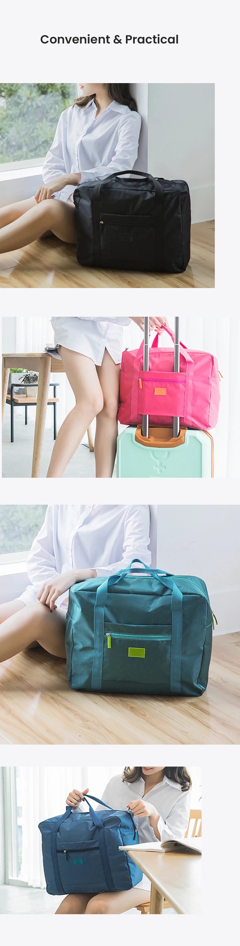 Lightweight Foldable Travel Duffel Bag - Unisex Carry-On Weekend Tote