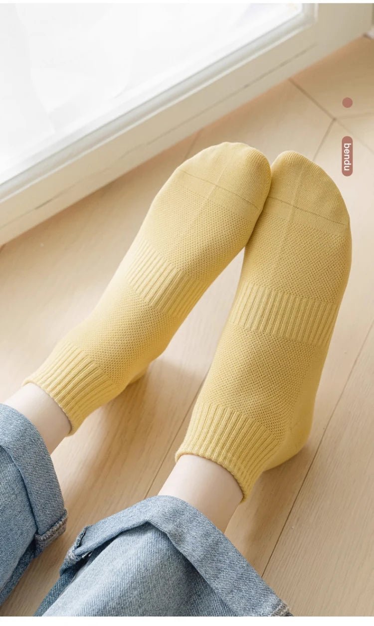 Women's 100% Cotton Short Sports Socks - 6 Pairs Breathable Mesh Low Top - lily supply