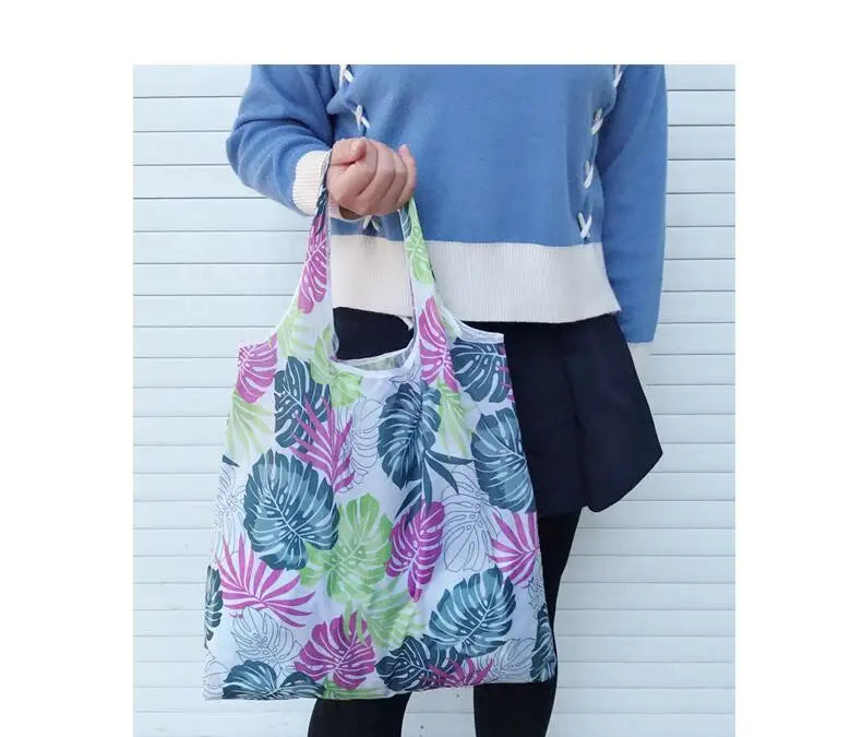 Big Nylon Foldable Reusable Tote Bag - Eco Polyester Shoulder Handbag