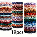 19pcs Non - Damaging Thin Scrunchies Set - Multi - Colour Mix - lily supply