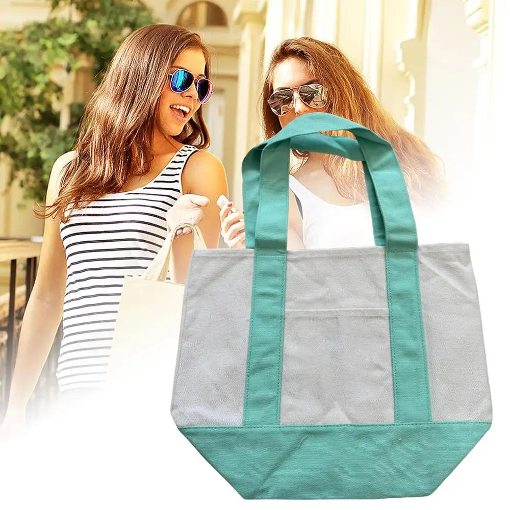 Canvas Reusable Grocery Tote Bag - Fashionable for Women Men Students