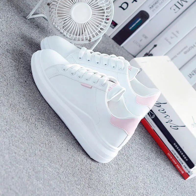 Shoes 2025 Women Running Spring Autumn Fashion White Breathable Embroidered Flower Lace - Up Casual Sneakers Zapatos De Mujer - lily supply
