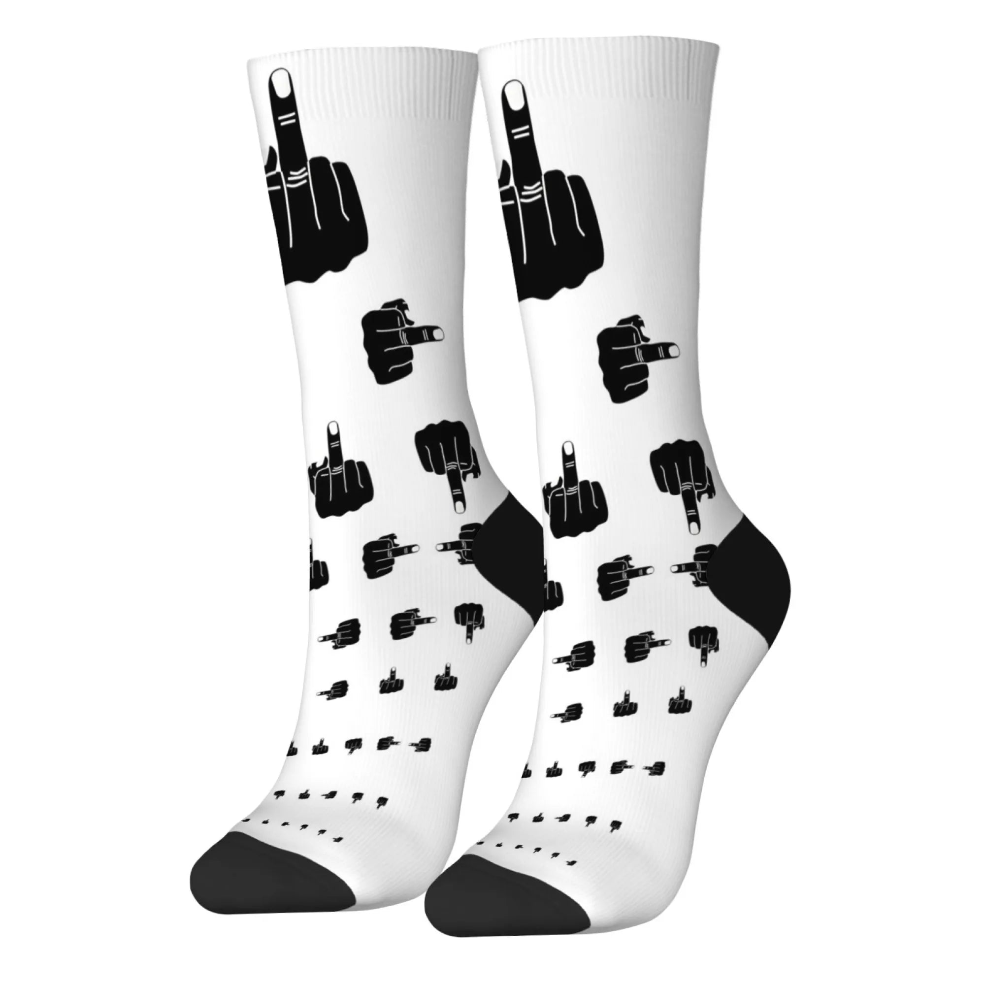 Men's Funny Finger Art Harajuku Socks - Hip Hop Novelty Party Happy Gift Socks - lily supply