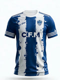 Men’s Football Jersey – Blue & White Stripes with CFM Team Emblem