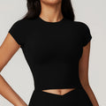 Sexy Sports T-shirts Women Yoga Short Sleeved Tight Running Fitness Breathable Fitness T-shirt Gym Tops Push Up Workout Clothes - lily supply