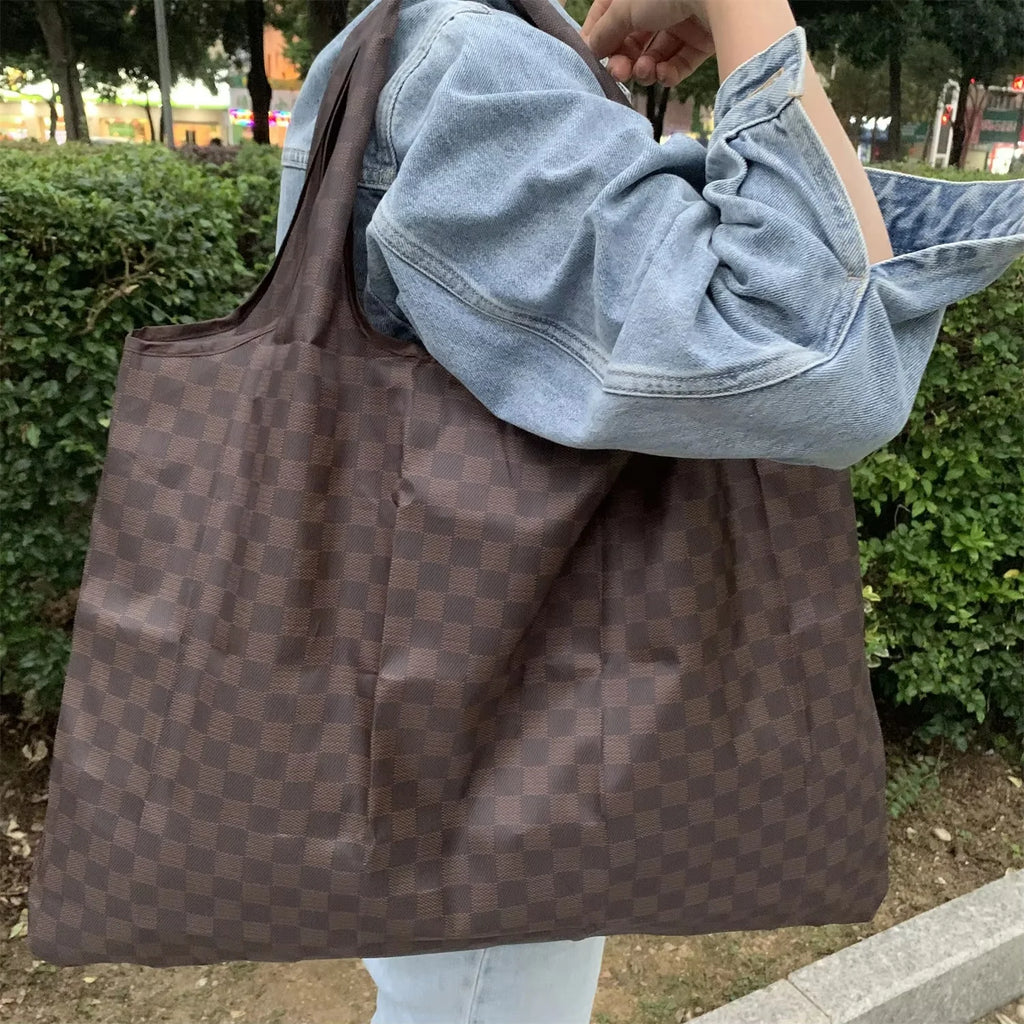 Eco-Friendly Reusable Folding Tote Bag - Compact Shoulder Bag for Travel & Shopping