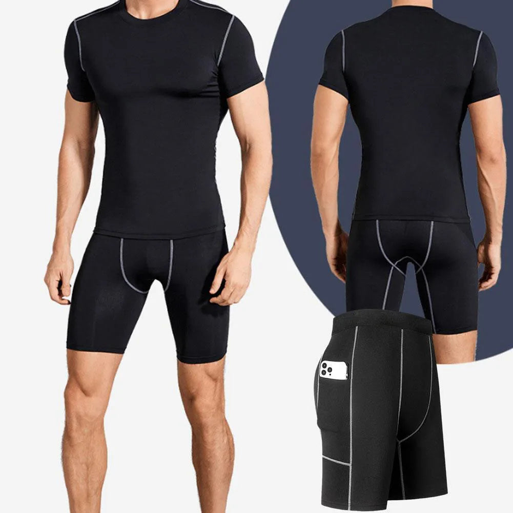 Men's Compression Shorts with Pocket – Elastic Quick Dry Running Fitness Gym Pants