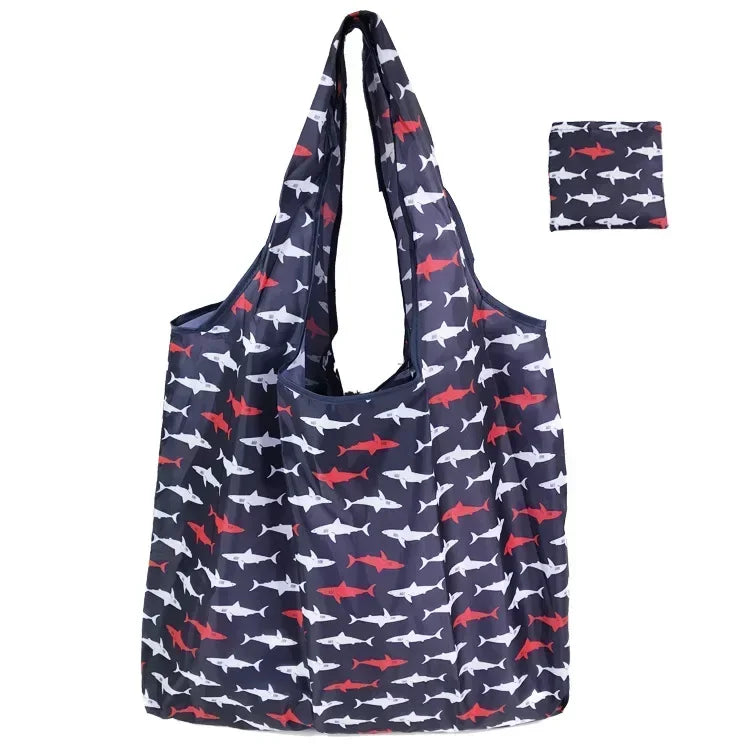 Big Nylon Foldable Reusable Tote Bag - Eco Polyester Shoulder Handbag