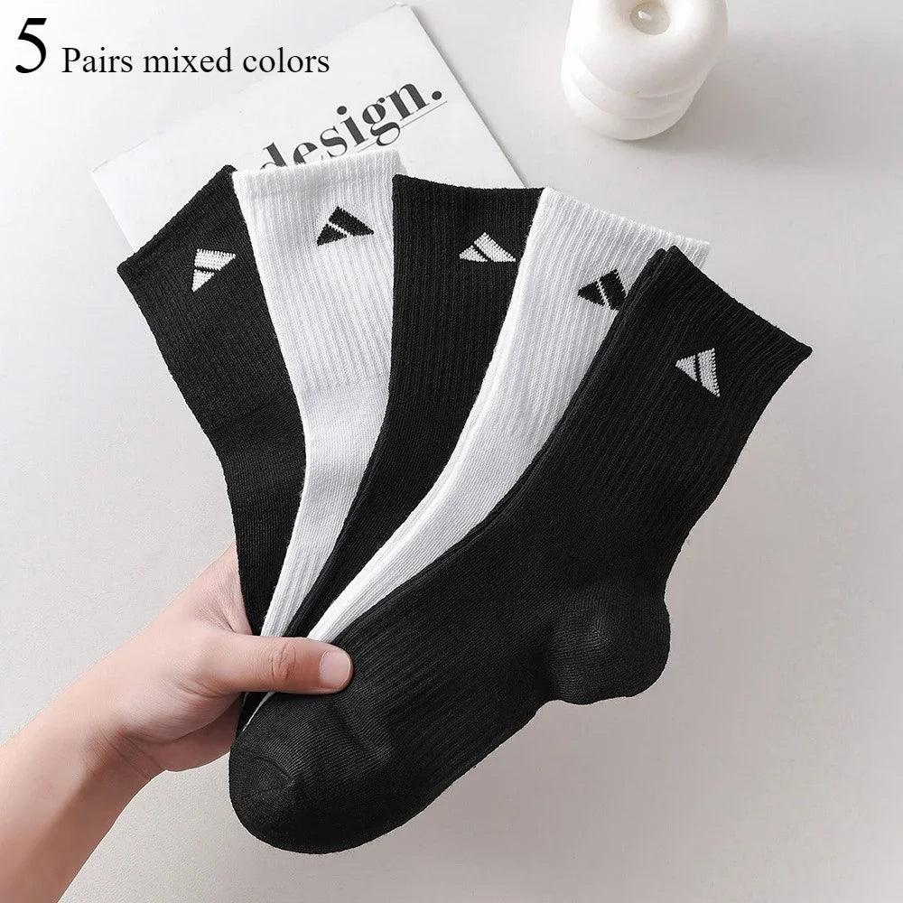 Men & Women Solid Colour Socks - 5/10 Pairs Antibacterial Breathable Comfortable - lily supply