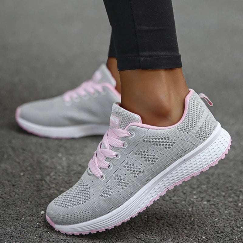 Women's Sneaker 2025 New Fashion Breathable Trainers Comfortable Sneakers Mesh Fabric Lace Up Women's Tennis Shoes For Women - lily supply