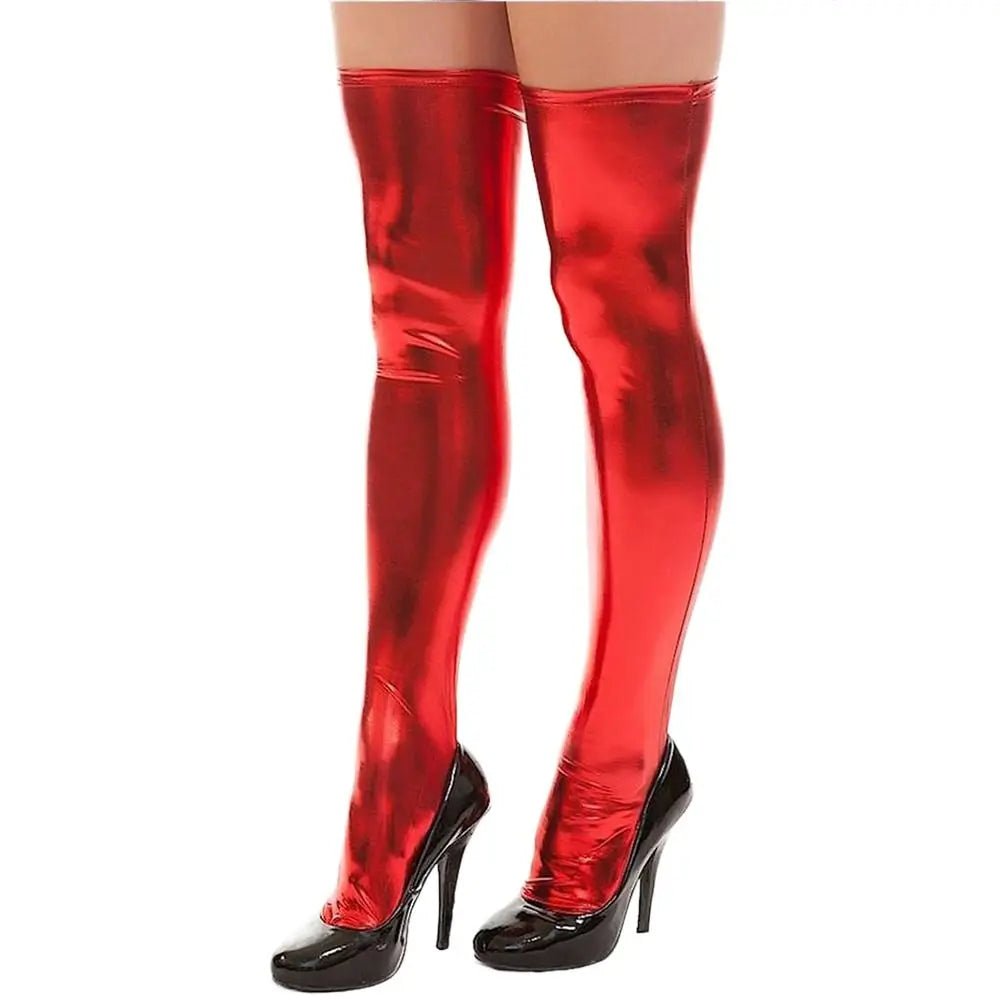 Women's PU Leather Thigh High Over - Knee Stockings – Faux Leather Long Socks - lily supply