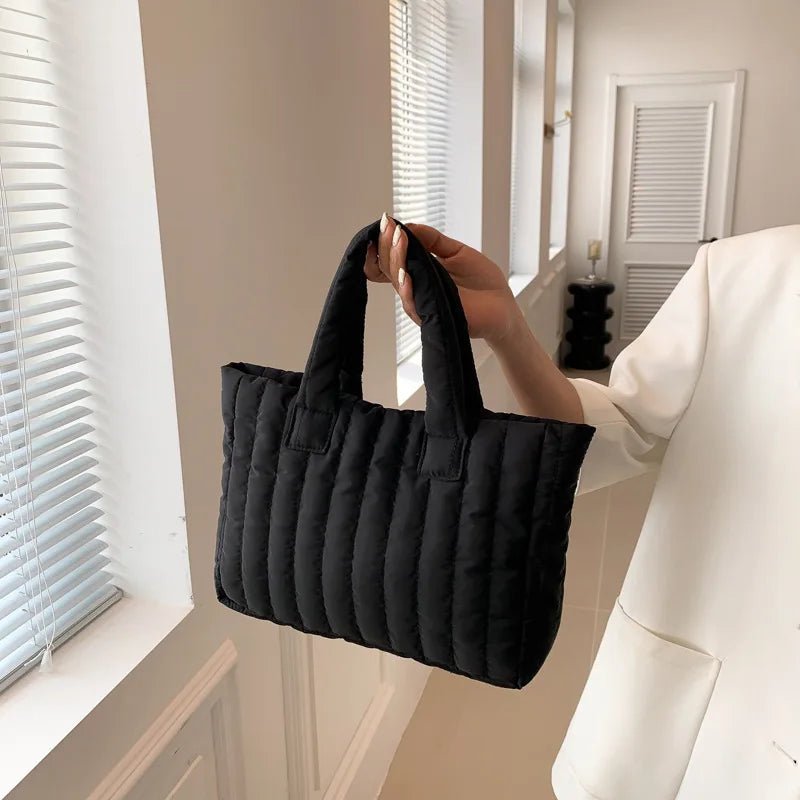 Women's Cotton Padded Nylon Tote Handbag - Large Capacity Solid Casual Elegant - lily supply