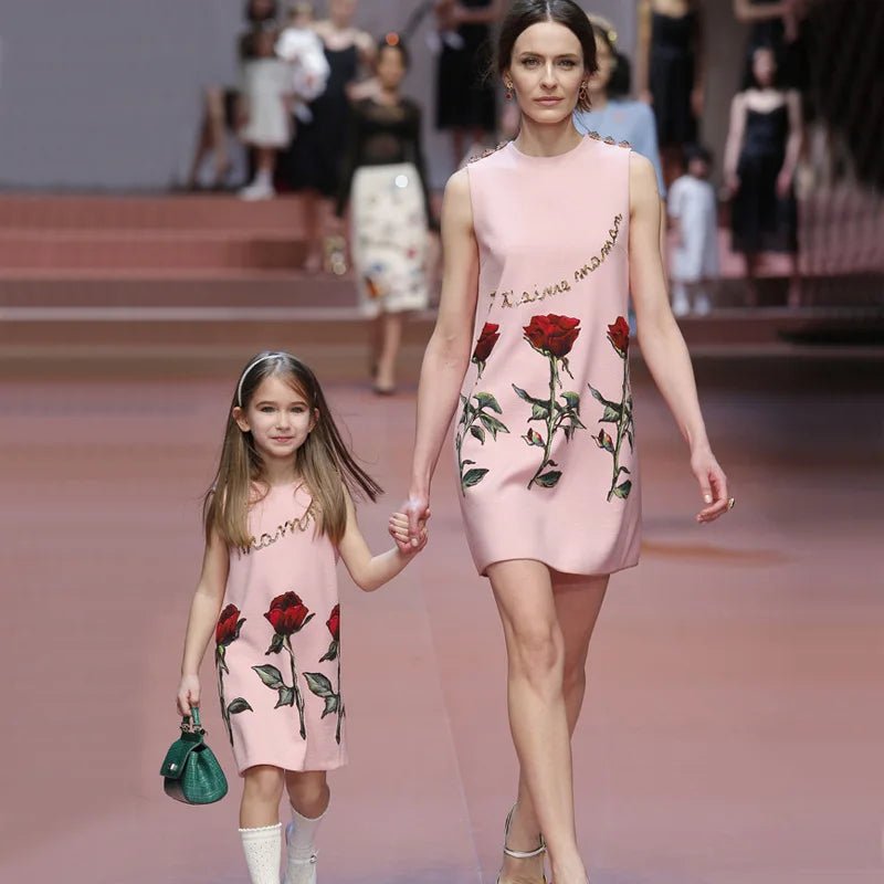 Girls Birthday Party Dress Fashion Rose Printing Children Costumes For Girls Brand Kids Dresses Princess Girls Party Dress - lily supply