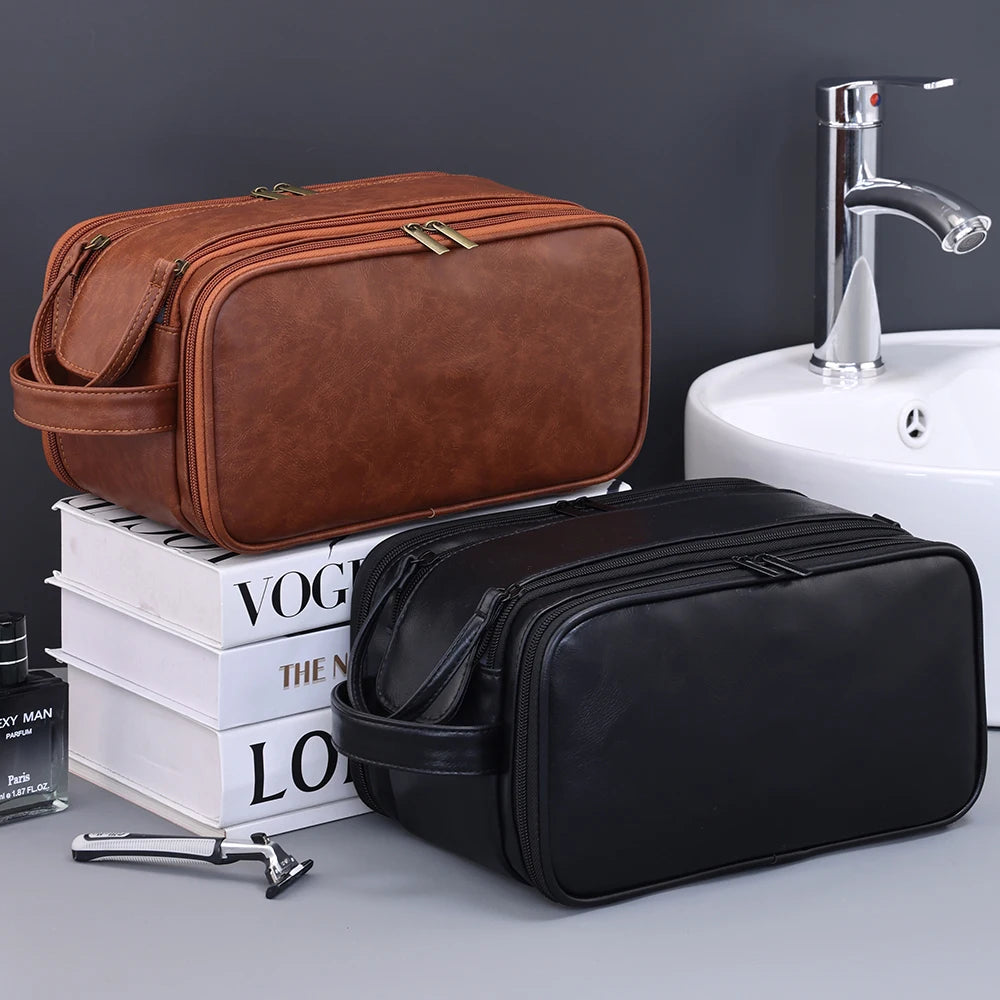 Travel PU Toiletry Bag Multi Pockets For Women Men Essentials Makeup Bag Waterproof Hanging Bag Cosmetic Washing Organizer Bag