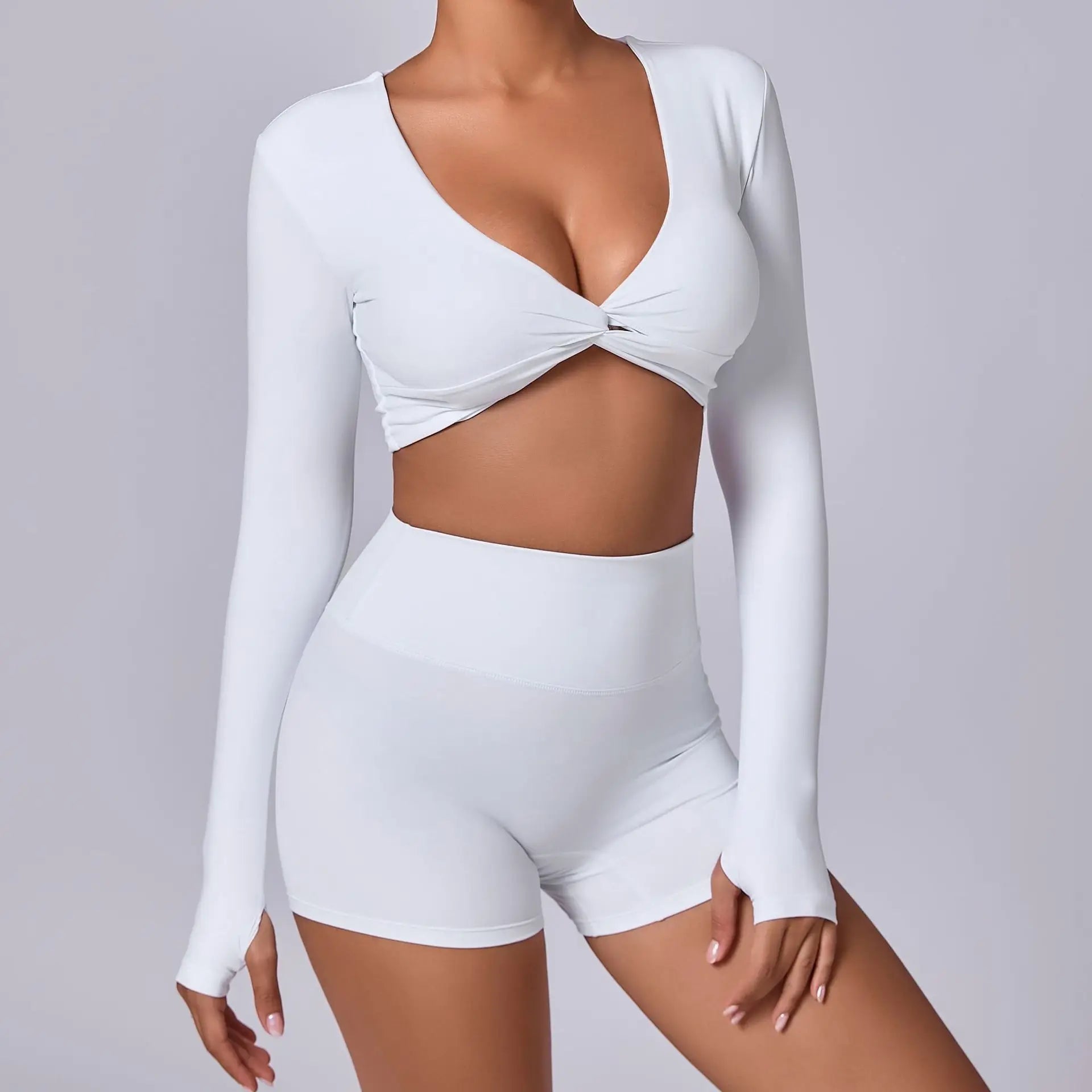 Women's Shirt Crop Top Fitness Shirts Gym Running Workout Long Sleeve Sports Top Woman Yoga Tops Activewear With Thumb Hole - lily supply