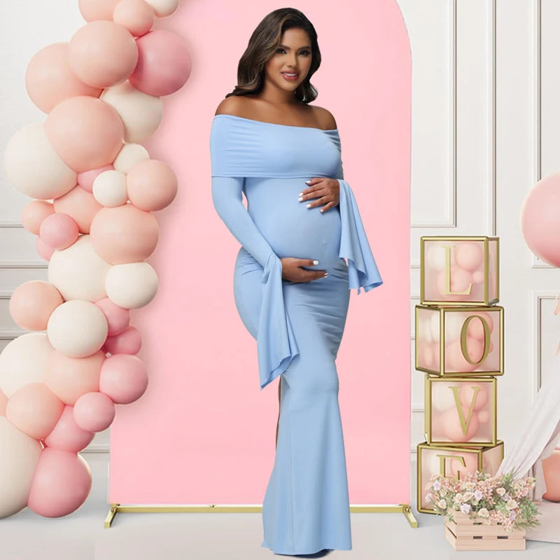 Women's Maternity Off Shoulder Maxi Gown