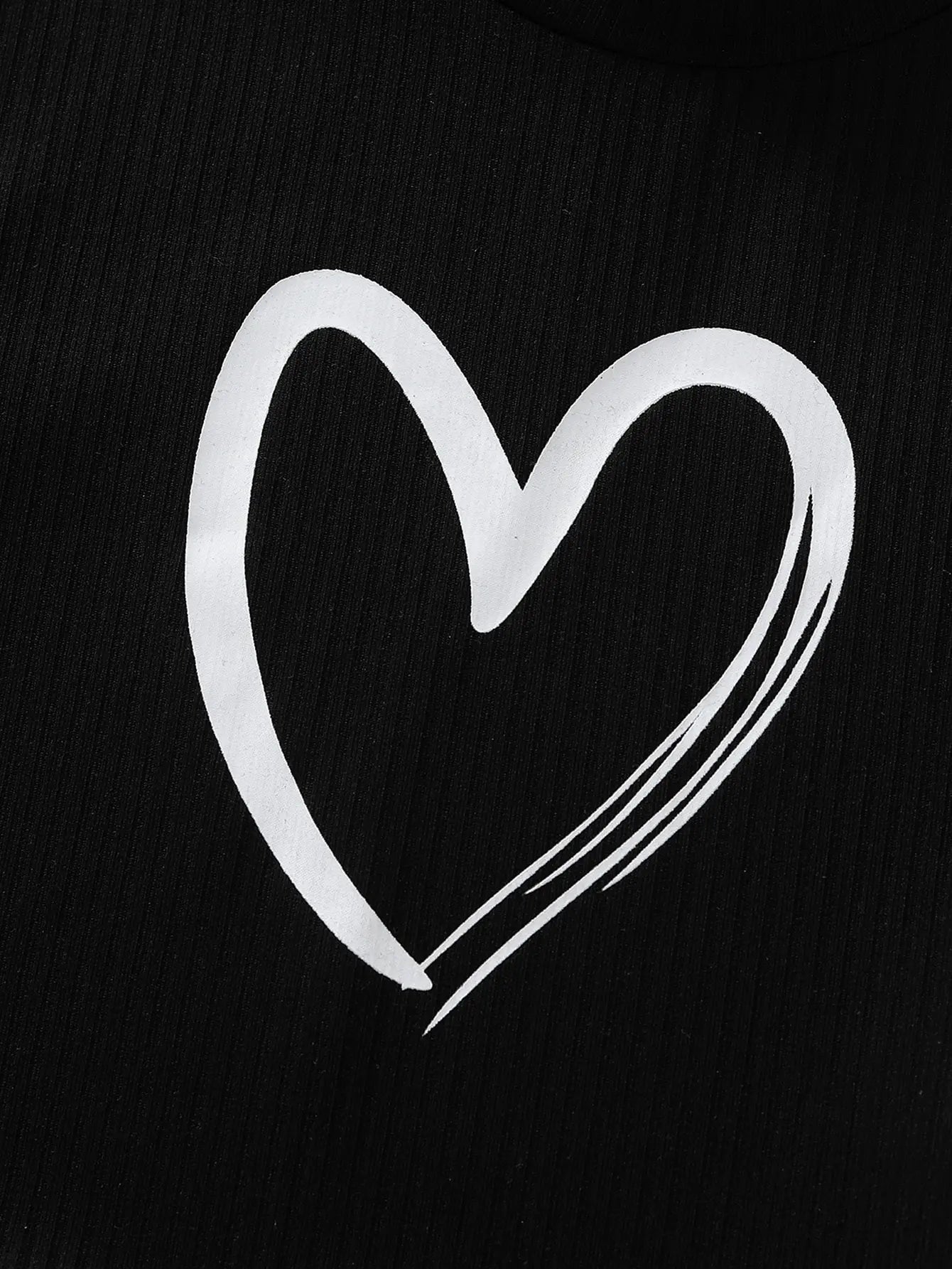New summer girls T-shirt, black background, white love, comfortable and breathable - lily supply