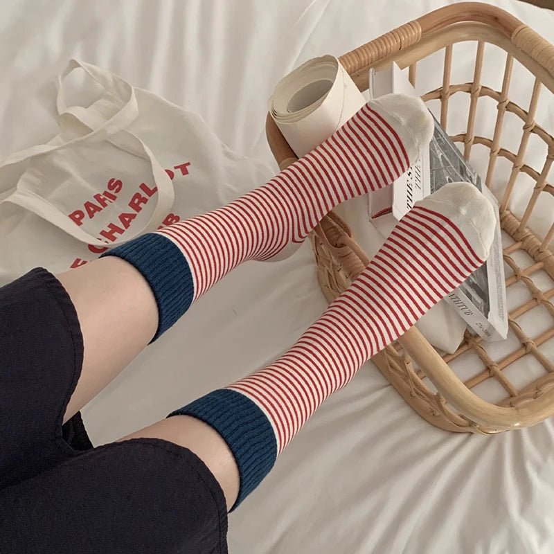 Women's Striped Preppy Long Socks – Classic Knee High Socks - lily supply
