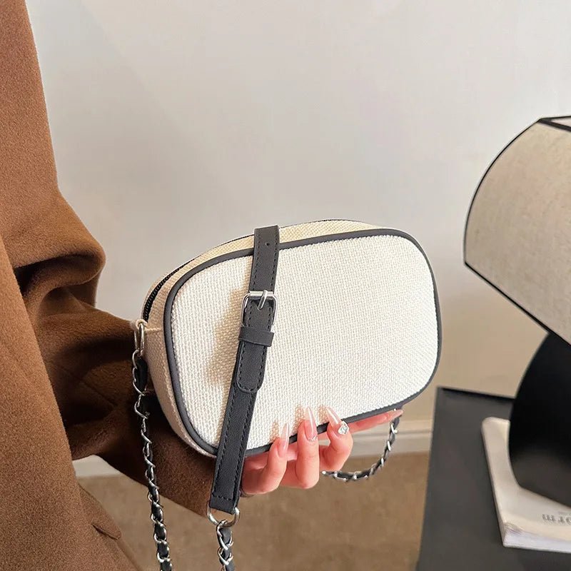 Women's Luxury Chain Canvas Shell Shoulder Bag - Designer Crossbody Purse - lily supply