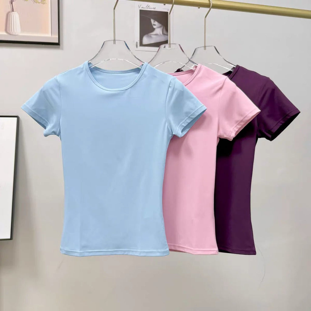 Women's Outdoor Sports Shirt Yoga Wear Fitness T-Shirt Quick Dry Running T-Shirt Workout Top Female Sportswear Exercise Clothing - lily supply