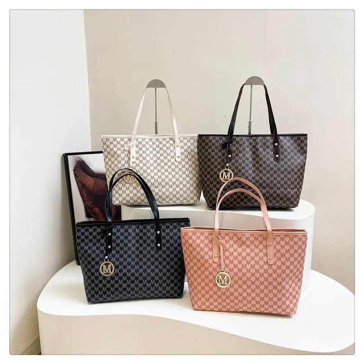 Women's PU Leather Print Commuting Tote Bag - Large Capacity College Handbag - lily supply